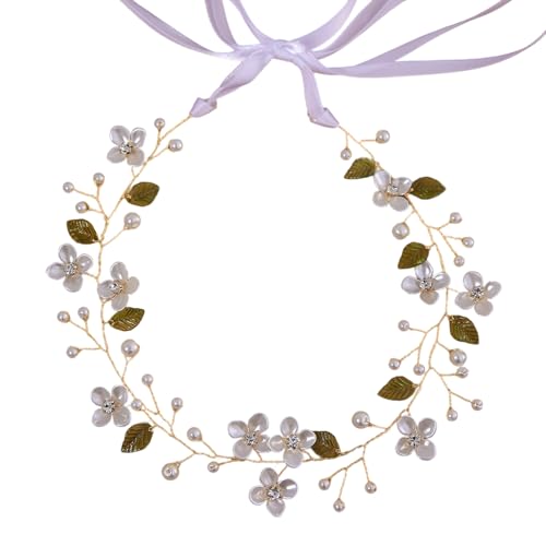 SELVFZ Zarte Florale Perle Kopfbedeckung Leichtes Haarschmuck Für Brautstyling Fitness Oder Feierlichkeiten Imitation Perlen Blumenstirnband von SELVFZ