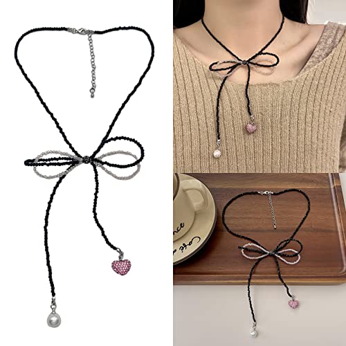 SELVFZ Zarte Perlen Halsketten Bogenlasse Up Form Choker Black Perlen Schlüsselbeutel Kettenschmuck SELVFZ Zarte Perlen Halsketten Bogenlasse Up Form Choker Black Perlen Schlüsselbeutel Kettenschmuck von SELVFZ