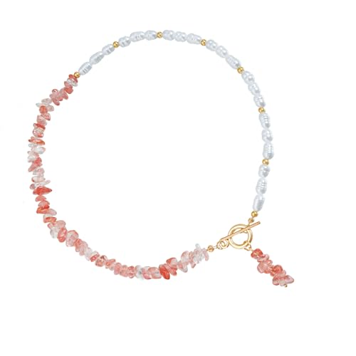 SELVFZ Zarte Rosenkristallsteinschmuck Set Minimalistische Legierung Halskette Ohrringe Kombination Für Alltägliche Trage Schmuckgeschenk Für Frauen von SELVFZ