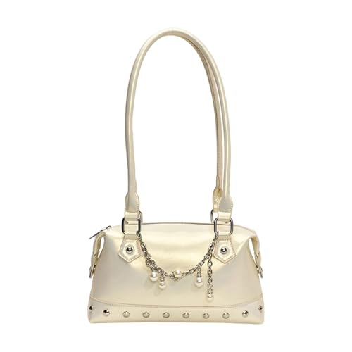 SELVFZ Zeitgenössische PU Leder Umhängetasche Für Frauen Und Mädchen Unterarmtaschen Punkstile Nieten Dekorierte Obere Griffbeutel Modische Umhängetasche Für Partys von SELVFZ