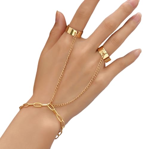 SELVFZ Zink Legierungshandkettenarmband Mit Verstellbarer Länge Gold Plattierbar Stapelbarer Schmuck Komfortable Tägliche Verschleiß Armband Vielseitige Goldverbindungsarmbänder von SELVFZ