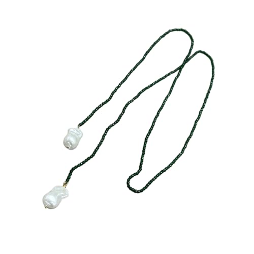 SELVFZ Zwei Ebenen Grüne Spinellkristalle Mit Weißen Perlen Tropfen Halskette Verstellbare Länge Kette Für Tägliche Verschleiß Grüne Spinellperlen Chokers Schmuck Schmuck von SELVFZ
