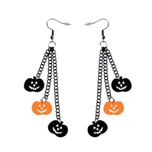 Schädelschläger Langohr Drop Black Chain Ohrringe Halloween Kostümzubehör Hip Hop Ohr Piercing Schmuck Für Frauen Männer von SELVFZ