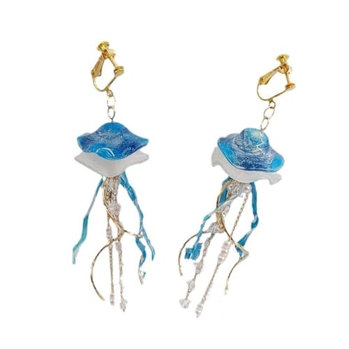 Schöne Blue Quallen Ohrringe Mit Tragbaren Designs Die Sich Hervorragend Für Stilvolle Outfits Handelte Handgefertigte Ohrringe Verleihen von SELVFZ