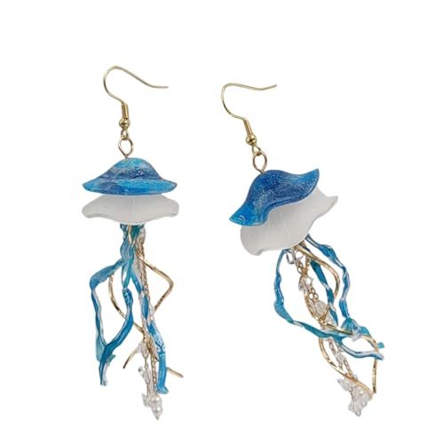 Schöne Blue Quallen Ohrringe Mit Tragbaren Designs Die Sich Hervorragend Für Stilvolle Outfits Handelte Handgefertigte Ohrringe Verleihen von SELVFZ