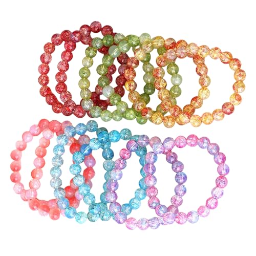 Set Von 12 Farbenfrohen Rissen Perlenarmband Handgefertigt von SELVFZ