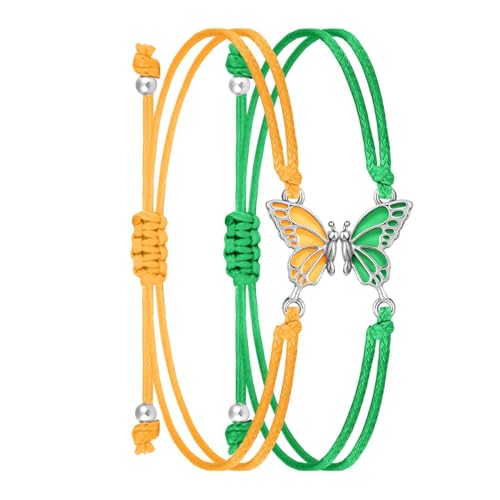 Set Von 2 Freundschaftsarmbändern Für Mädchen Und Kinder Eleganter Schmetterling Charme Handchain Handgefertigte Freundin Geschenke Modeaccessoires von SELVFZ
