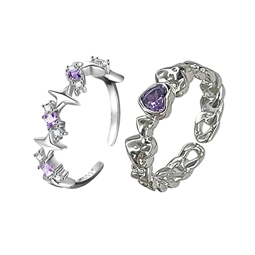 Set Von 2 Strasssteinverstellbaren Offen Ringen Verlobungsringe Einstellbare Ringe Legierungsmaterial Ästhetischer Schmuck von SELVFZ