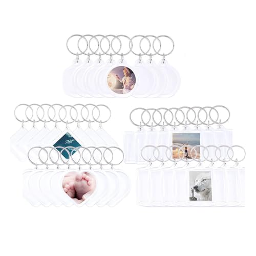 Set Von 40 Acryl Schlüsselringen Fotorahmen Anpendungsschlüsselanpassungszubehör Für Rucksäcke Und Taschen von SELVFZ