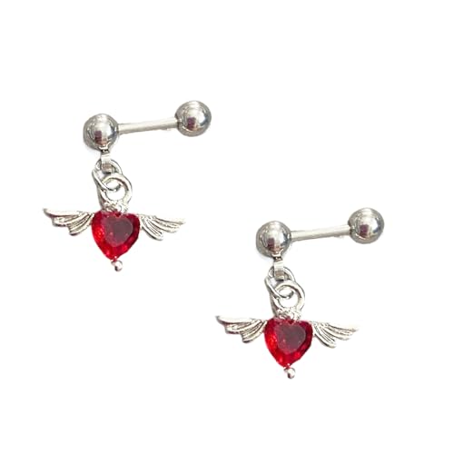 Silberton Edelstahl Engel Heart Ohrschstene Mode Schmuckohr Accessoires Perfekt Für Tägliche Outfits Silber Engelsflügel Herzohrringe Für Partys von SELVFZ