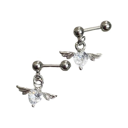 Silberton Edelstahl Engel Heart Ohrschstene Mode Schmuckohr Accessoires Perfekt Für Tägliche Outfits Silber Engelsflügel Herzohrringe Für Partys von SELVFZ