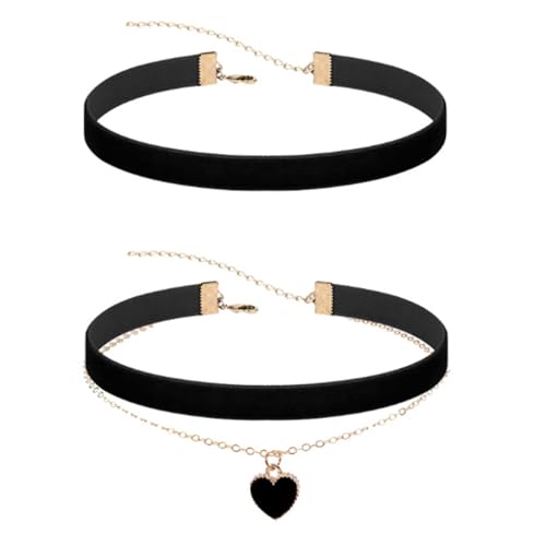Stilvolle Multi Layer Stoff Choker Setzen Minimalistische Schmuck Leicht Leicht Zu Passenden Outfits Doppelschicht Schwarzer Halskette von SELVFZ