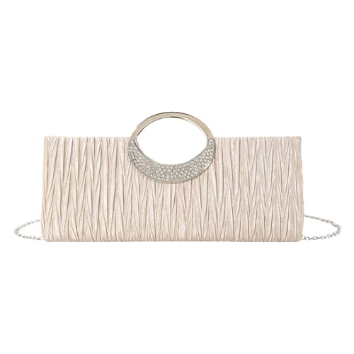 Strasssteine ​​verschönte Satine Falten Handheld Geldbörse Braut Frauen Abend Party Kette Gurt Grad Tasche Clutches Handtaschen Satins Strssteine ​​Brautkupplung von SELVFZ