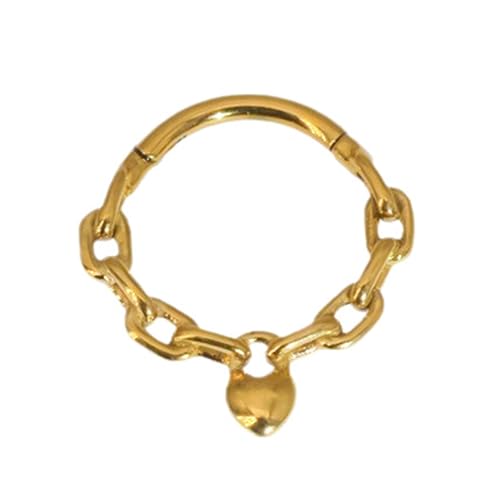 Stylische Herzkette Septum Piercing Schmuck 316L Edelstahl Nasenringe Für Trendige Frauen Und Mädchen/Silber 8/10mm Nasenringe von SELVFZ