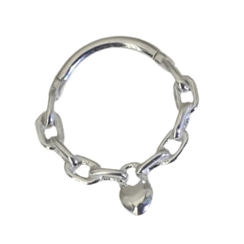 Stylische Herzkette Septum Piercing Schmuck 316L Edelstahl Nasenringe Für Trendige Frauen Und Mädchen/Silber 8/10mm Nasenringe von SELVFZ