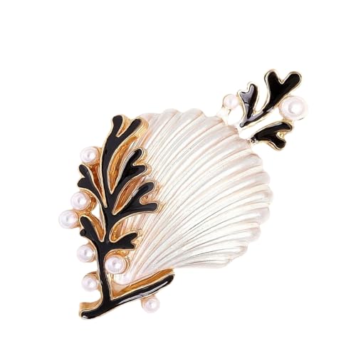 Stylische Korallenschalenbrosche Mit Perlen Geschmückt Und Lebhafte Tropfglasur Elegantes Reversnadelzubehör Für Vielseitiges Styling Künstlerischer Muschelkorallen Design Brosche von SELVFZ