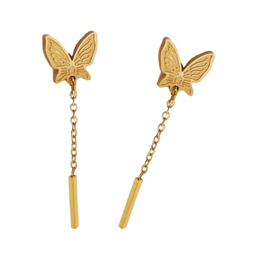 Trendy Edelstahl Schmetterling Ohrringe Mit Hand Craft Quasten Designs Statement Stücke Für Outfit Upgrade Schmetterling Quasten Ohrringe von SELVFZ