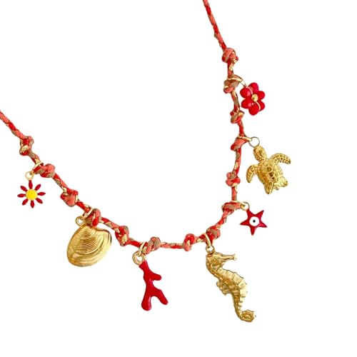 Verstellbare Muschel Halskette Mit Sonnenmond Sea Horse Anhänger Strand Schmuck Für Frauen Festival Ozean Inspiriert Einstellbare Halskette von SELVFZ