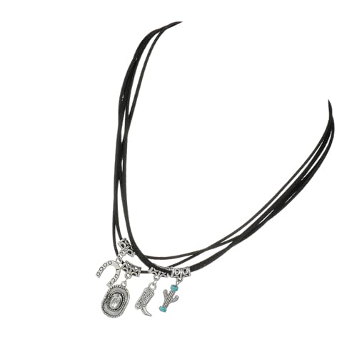 Vintage Western Styles Multi Layer Anhänger Halskette Für Frauen Und Mädchen In Braunem Leder Mit Raffinierten Akzenten Western Cowboyschmuck von SELVFZ