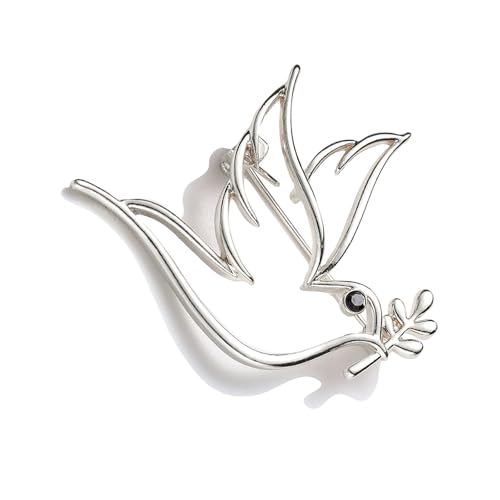 Zartes Friedensymbol Brosche Mit Blattmuster Leicht Vielseitig Mode Vintage Legierung Tauben Pin Schmuck Minimalistische Tauben Brosche von SELVFZ