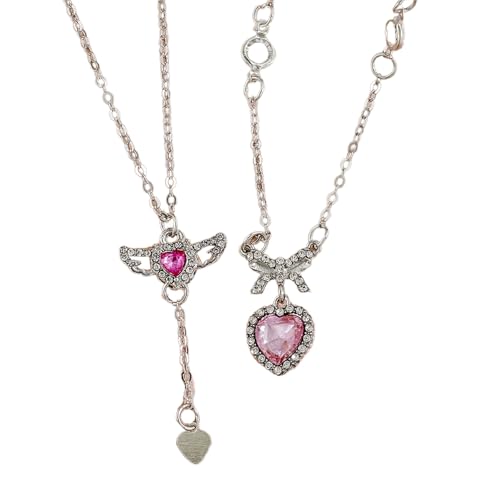 2024 Crystal Girl Wing Heart Anhänger Halskette Set Für Frauen Mode Kette Halsketten Hochzeitsfeier Schmuckversorgungen von SELiLe