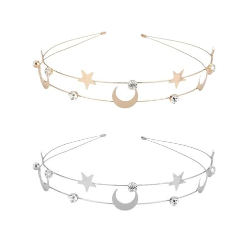 2pcs Schimmernde Strassstar Stirnstirnband Für Frauen Mädchen Brautdusche Hochzeit Kopfbewohner Formelle Kopfbedeckung Party Haar Accessoire von SELiLe