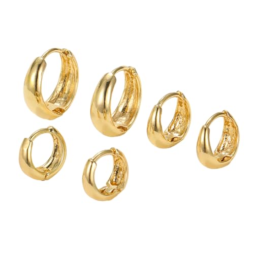 3pair Einfache Geometrische Runde Metallohrringe Temperament Stollen Knorpel Schmuck Mode Piercing Geschenk Vintage Geometrische Runde Kreis Metallohrringe Schmuckzubehör von SELiLe