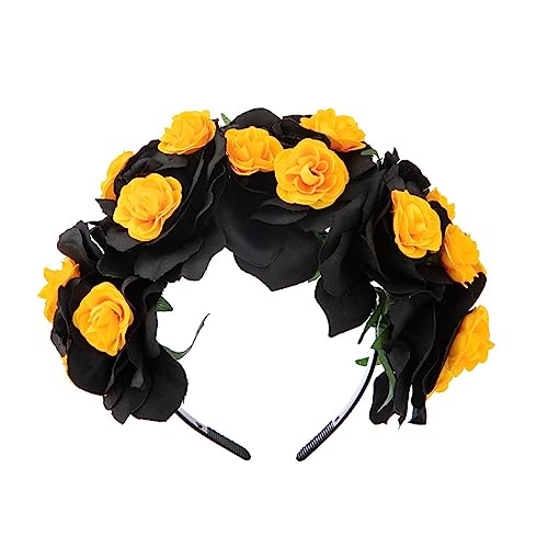 Bunte Blumen-Haarbänder, Totenkopf-Haarreif, Halloween-Haarbänder mit Schleier für Damen und Mädchen, Karneval, Partyzubehör, Halloween, Totenkopf-Stirnband, Halloween-Blumenschädel-Stirnbänder von SELiLe