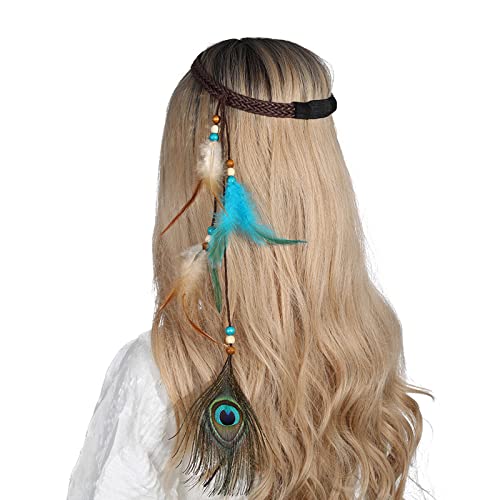 Buntes Haarband mit Federn und Perlen für Damen, ethnischer Haarreif, Halloween, Hochzeit, Party, Braut, Haarschmuck, ethnische Stirnbänder für Frauen von SELiLe