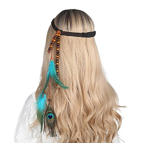 Buntes Haarband mit Federn und Perlen für Damen, ethnischer Haarreif, Halloween, Hochzeit, Party, Braut, Haarschmuck, ethnische Stirnbänder für Frauen von SELiLe