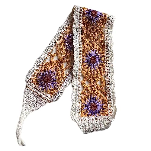 Damen-Haarband mit Blumenmuster, Bohemia, Regenbogen-Headwraps exquisit, handgewebt, Bandana, Bohemia, Haarband für Urlaub, gestrickte Haarschals, Häkelhaar, Kopftuch, Krawatte, Kopfband, von SELiLe