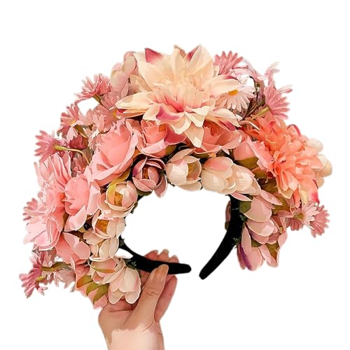 Doppelseitiges Blumen-Stirnband, Mexika-Rose, Blumen-Haarband, modisch, für Damen, Braut, Haarschmuck, Sommer, Strand, Blumenkranz, Stirnband von SELiLe