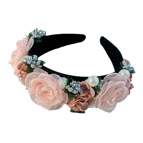 Elegante breite Haarbänder, Foto-Requisiten, breites Stirnband, Party-Kopfbedeckung, gepolstertes Stirnband für Musikfestivals, florale Stirnbänder, handgefertigt, florales Stirnband für Frauen von SELiLe