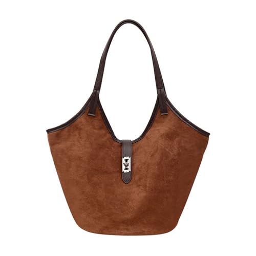 Faux Suedes Leder Umhängetasche Für Frauen Fall Eimer Handtasche Mit Runden Hals Designs Große Kapazität Unterarmtasche Frauen Kunstleder Handtasche von SELiLe