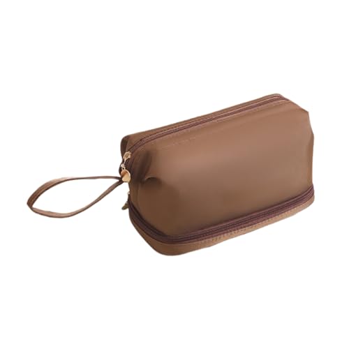 Feste Farbkosmetikbeutel Große Kapazität Make Up Toilettenspeicher Doppelschicht Waschung Für Frauen Und Mädchen Doppelschicht Toilettensteiger Reisen Make Up Aufbewahrung Tragbarer Kosmetik von SELiLe