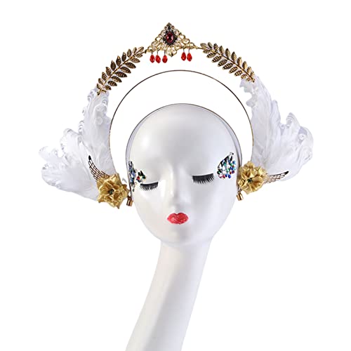 Haarband Kreis Haarreifen Vintage Feder für Kopfbedeckung Mädchen Haarschmuck für Karneval Cospl Haarschmuck von SELiLe