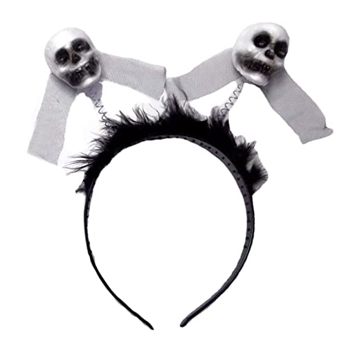 Haarreifen mit Totenkopf-Motiv, gruselig, für Halloween, Party, Kopfbedeckung für Kinder, Haarreifen für Frauen, Horror-Kopf, Totenkopf-Form, dekorativer Haarreif von SELiLe