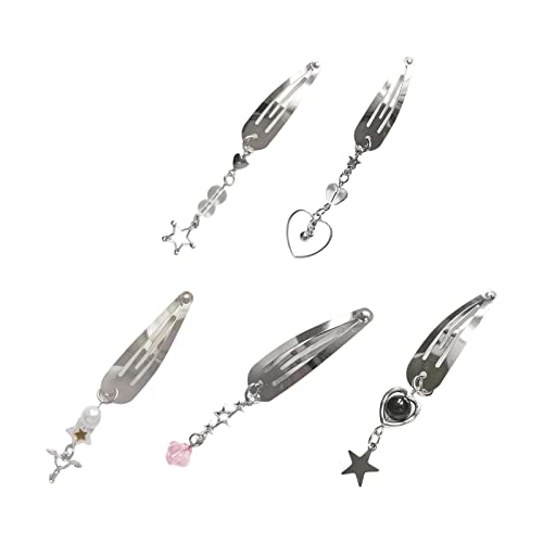 Haarspange mit Stern-Herz, hohl, geometrische Haarnadel, eleganter Entenschnabel-Clip, Y2K, Stern-Gothic-Haarspange, Accessoire, Damen-Schmuck, Haarspange für Kinder und Frauen von SELiLe