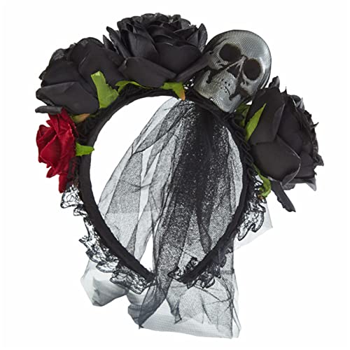 Halloween Schädel Stirnband für Frauen Tag der Toten Stirnband Stirnband Gothic Stirnband Goth Kopfbedeckung Punk Stirnband Gothic Stirnband Blumen von SELiLe