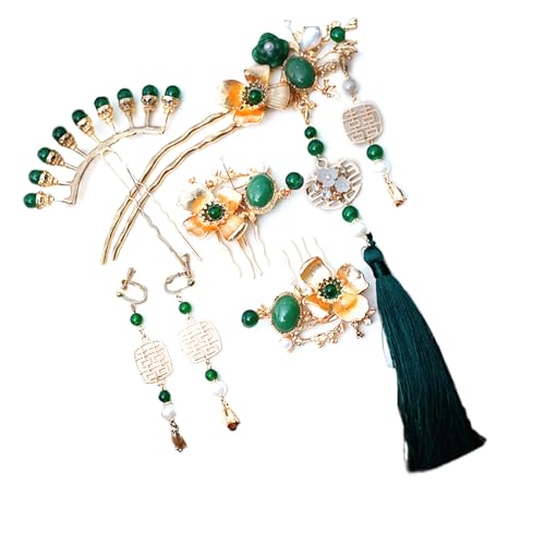 Handgefertigter Legierungshaarstock Set Mit Runden Perlen Verzierungen Haarstücke Chinesische Haarnadelzubehör Kopfbedeckung Für Frauen Blumen Haarnadel von SELiLe