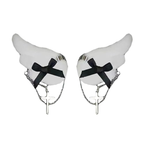 Heißes Mädchen Animes Haarnadel Subkultur Engel Flügel Haare Clip Plüsch Seite Teens Mädchen Y2K Styling Punk Kopfschmuck Zubehör Halloween Accessoires Darkstyle Haarnadel Gothic von SELiLe