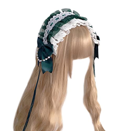 Maid Plissee-Haarreifen für Damen, elegante Schleife, Dekor, Make-up-Stirnband für Mädchen, Cosplay, Dienstmädchen-Haar-Accessoires, Spitzen-Stirnbänder für Frauen zum Waschen des Gesichts, weiche von SELiLe