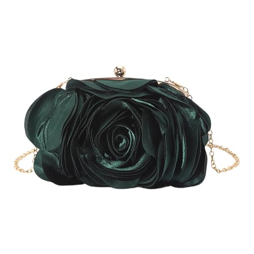 Modische Satins Rose Clutches Tasche Mit Abnehmbarer Kette Für Formelle Gelegenheit Frauen Schulter Handtasche Geldbörse Brautparty Handtasche von SELiLe