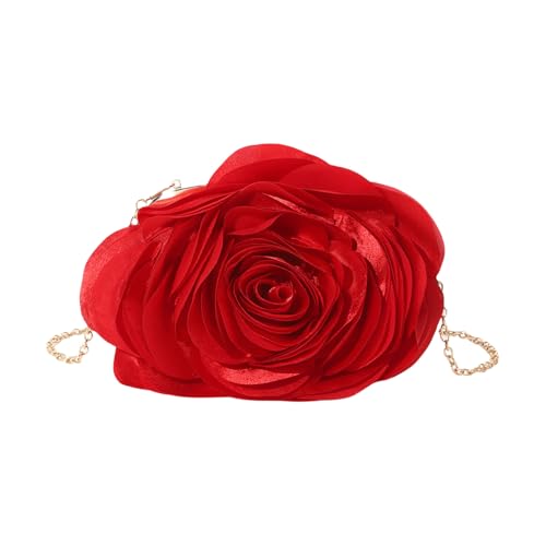 Modische Satins Rose Clutches Tasche Mit Abnehmbarer Kette Für Formelle Gelegenheit Frauen Schulter Handtasche Geldbörse Brautparty Handtasche von SELiLe