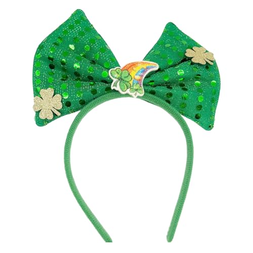 Patrick's Day Stirnband mit Schleife, Haarreif, Festival-Aufführungen, Kopfschmuck, Weihnachtsgeschenk für Paare, Kleeblatt, Stirnband für Damen, Kleeblatt, Laufstirnband von SELiLe