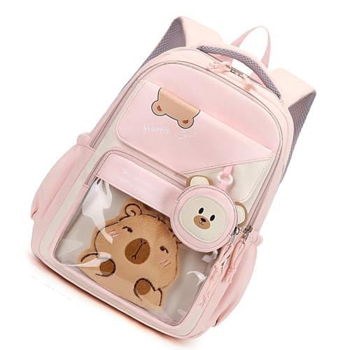 SELiLe Ergonomischer Bärenabdruck Rucksack Vielseitige Geräumige Buchbeutel Mit Taschen Für Erwachsene Tägliche Pendelverkehrswaterdichte Mädchen Rucksack von SELiLe