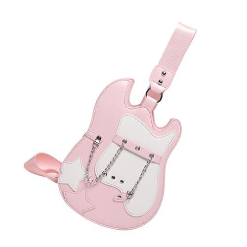 SELiLe Frauen Gitarre Geformte Crossbody Tasche Mit Verstellbarem Riemen PU Leder Farbe Blockierende Neuheit Schultertasche Mit Kettengitarre Geformter Crossbody Tasche von SELiLe