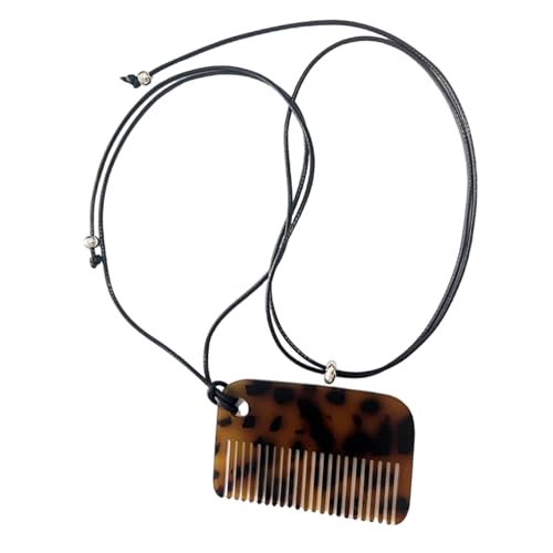 SELiLe Mode Leopard Print Combe Pendellanhänger Halskette Verstellbarer Schwarzer Kabelneckbund Multifunktionaler Pullover Kette Choker Vintage Juwely SELiLe Mode Leopard Print Combe Pendellanhänger Halskette Verstellbarer Schwarzer Kabelneckbund Multifunktionaler Pullover Kette Choker Vintage Juwely von SELiLe