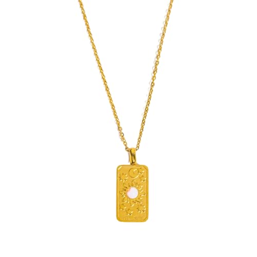 SELiLe Personalisierte Goldene Quadratische Anhänger Halskette Zierzweigende Neckschmuck Schmuck Einzigartig von SELiLe