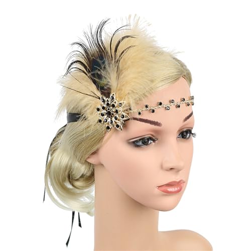 SELiLe Vintage 1920er Jahre Flapper Stirnband GatsbyParty Kostüm Zubehör Für Dame Strass Kopfschmuck Maskerade Party Kopfschmuck Party Stirnband Elegante Haardekoration von SELiLe